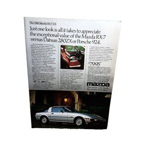 1980 Mazda RX7 GS Car Original Print Ad vintage 80s